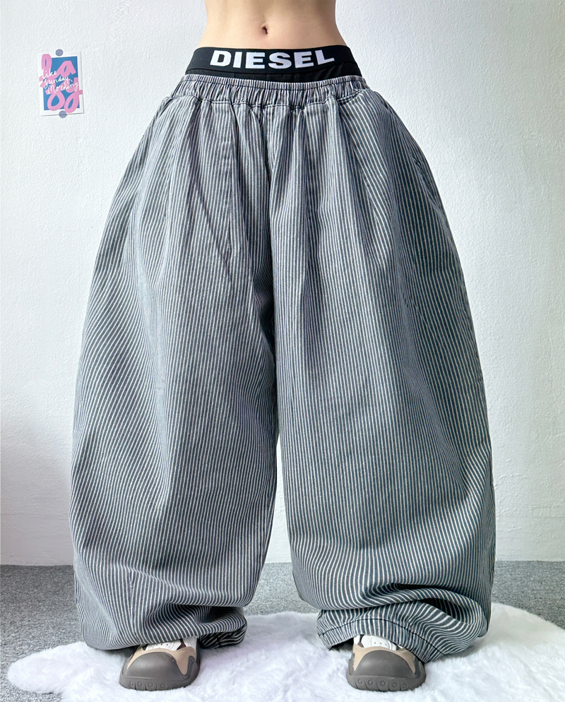 STRIPE BALLOON PANTS🩶💙 - 2 COLORS