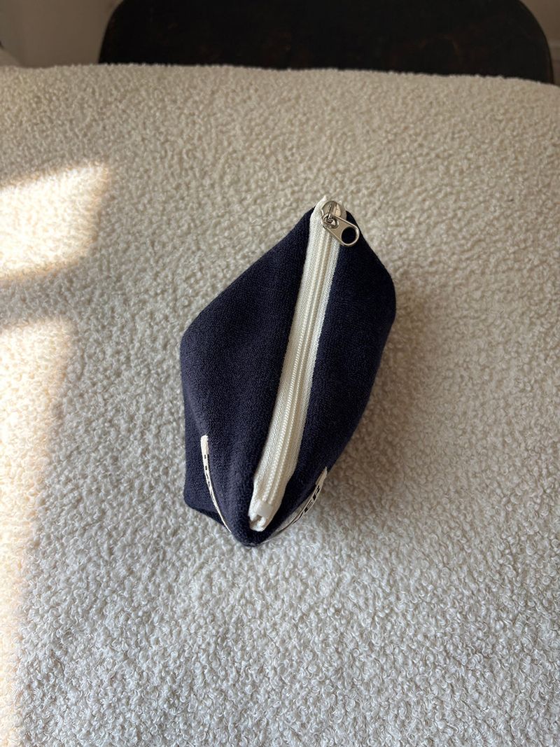 Terry flat pouch - navy , S size