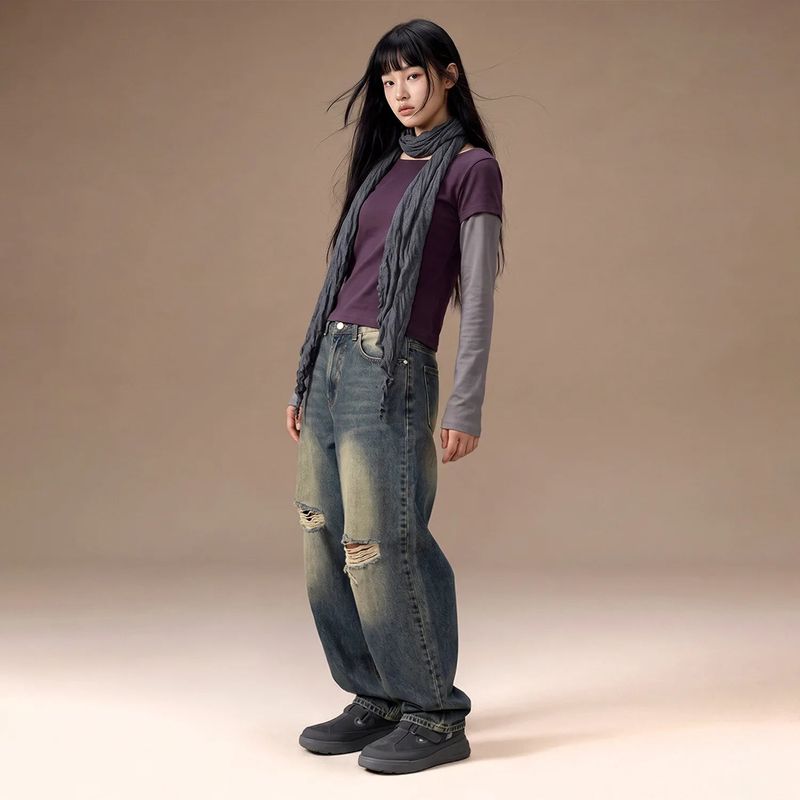 RANDOMOFF（ランダムオフ）の「BTB : ロー エッジ バルーン ジーンズ [VINTAGE BLUE]（パンツ）」
