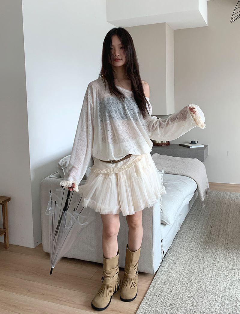 POM CHIFFON SKIRT (2C)