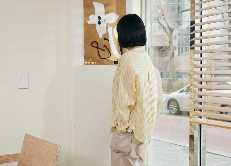 Stripe blouse / Yellow Beige