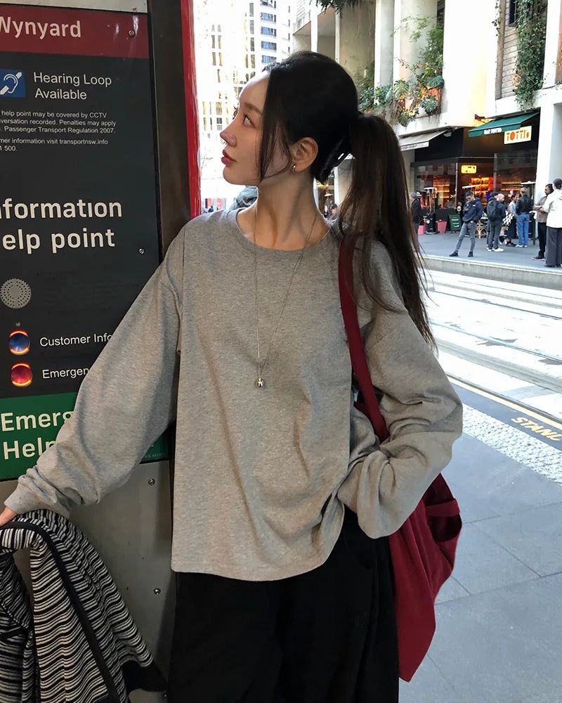 [ORIGINAL] Rosette Loose-Fit Lettering Long-Sleeve