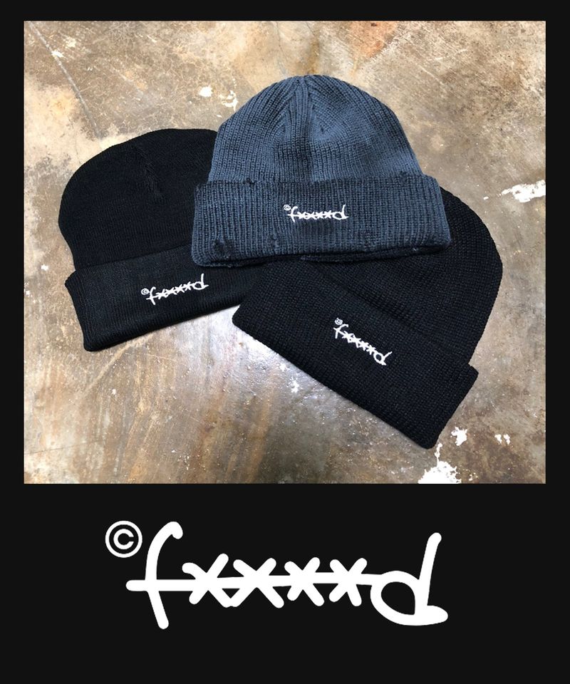 F****D SIGN BEANIE DAMAGE -SHADOW BLACK-