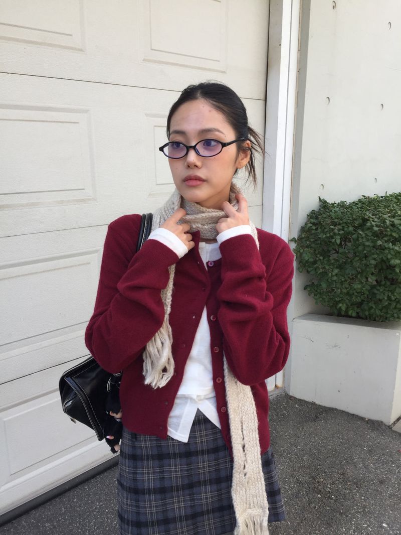 Plaid Peach Mini Skirt (2color)