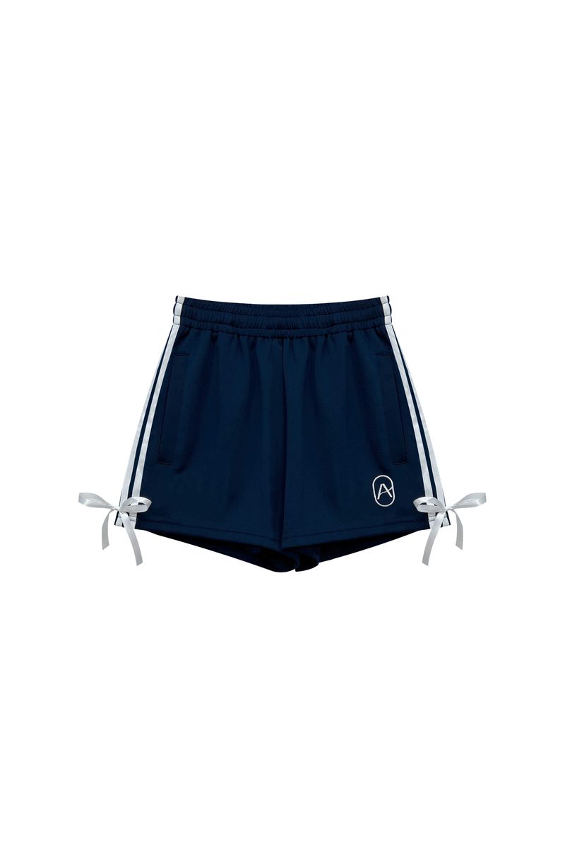 RIBBON JERSEY TRACK MICRO SHORTS / NAVY