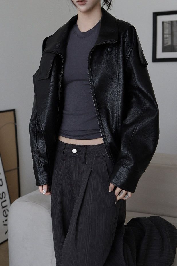 26SS★ [ EEUN MADE] Biker clip leather jumper