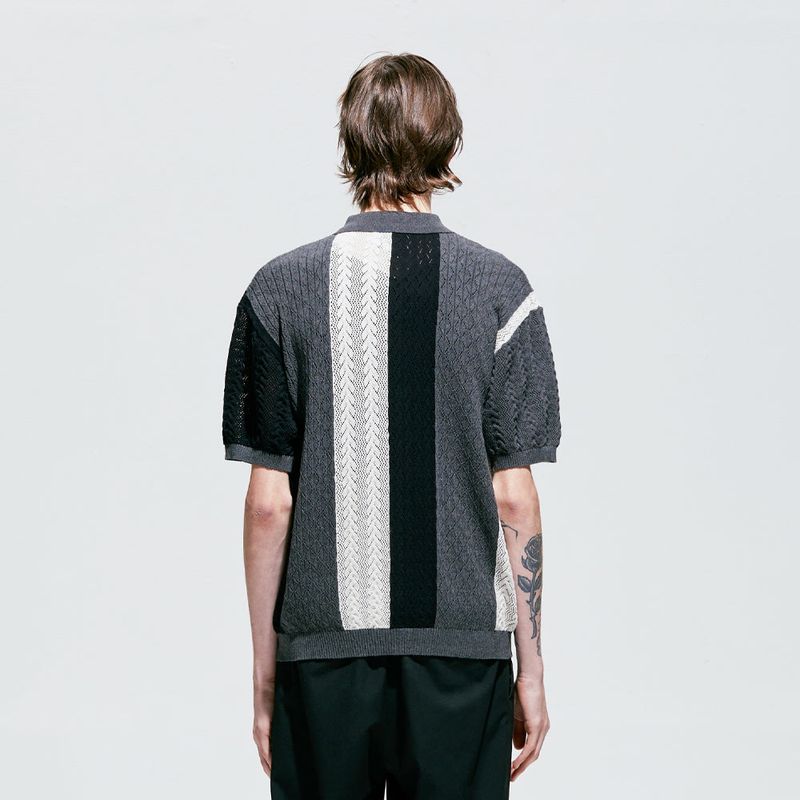 flower garden 3 pattern half knit pique charcoal