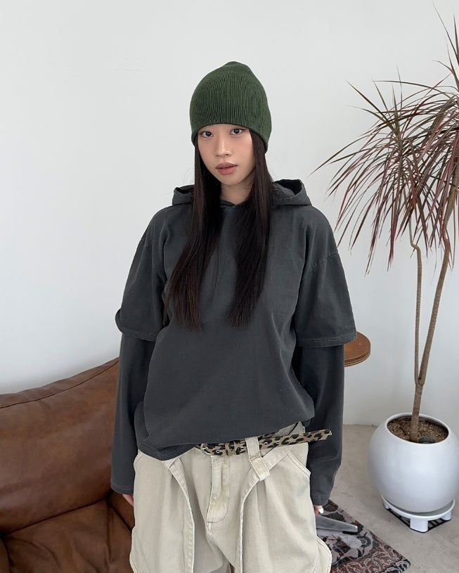 SATIIIZ（サティーズ）の「Lual Layered Pig Hoodie（Tops）」
