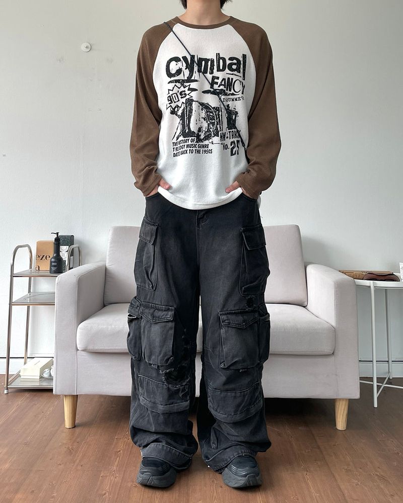 Fancy raglan knitwear T-shirt