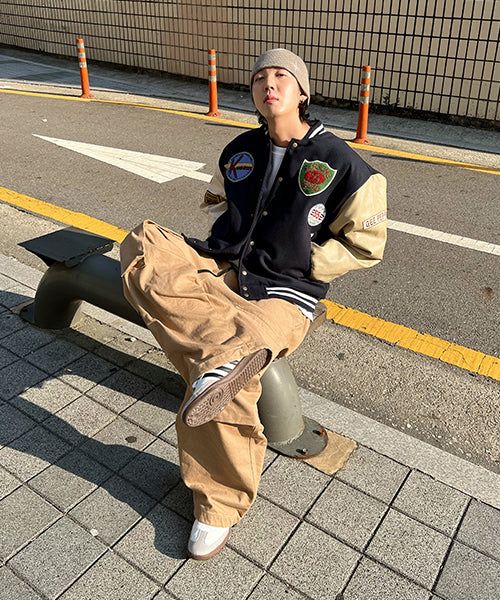 Oversized Varsity Jacket with Patches
