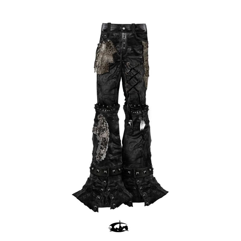 "FLAWLESS" LEOPARD LEATHER PYTHON SKINNY FLARED