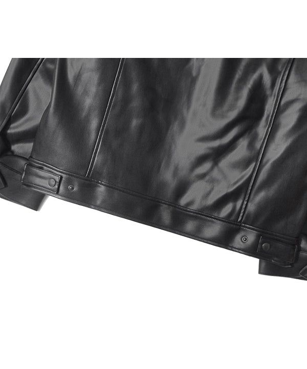 LB Synthetic Leather Single Jacket (Black)