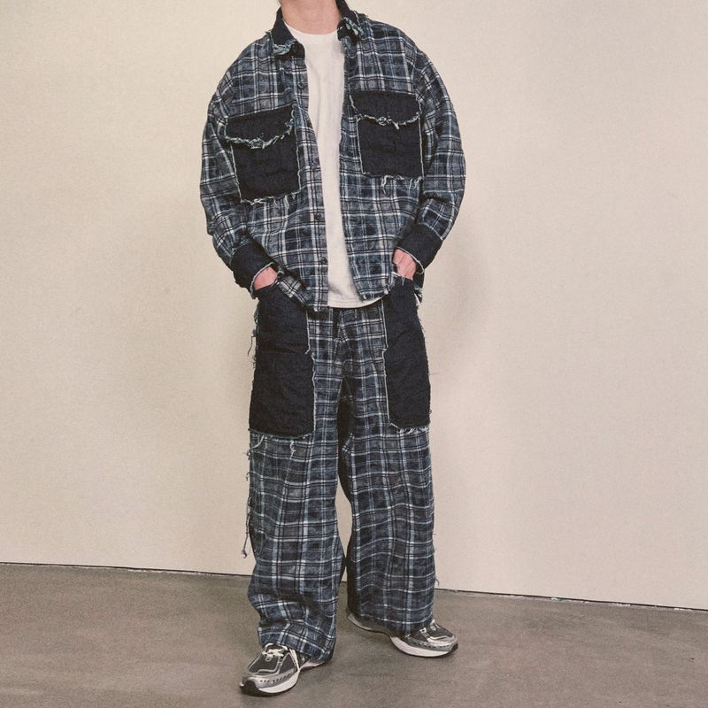 grunge burner check shirt_blue