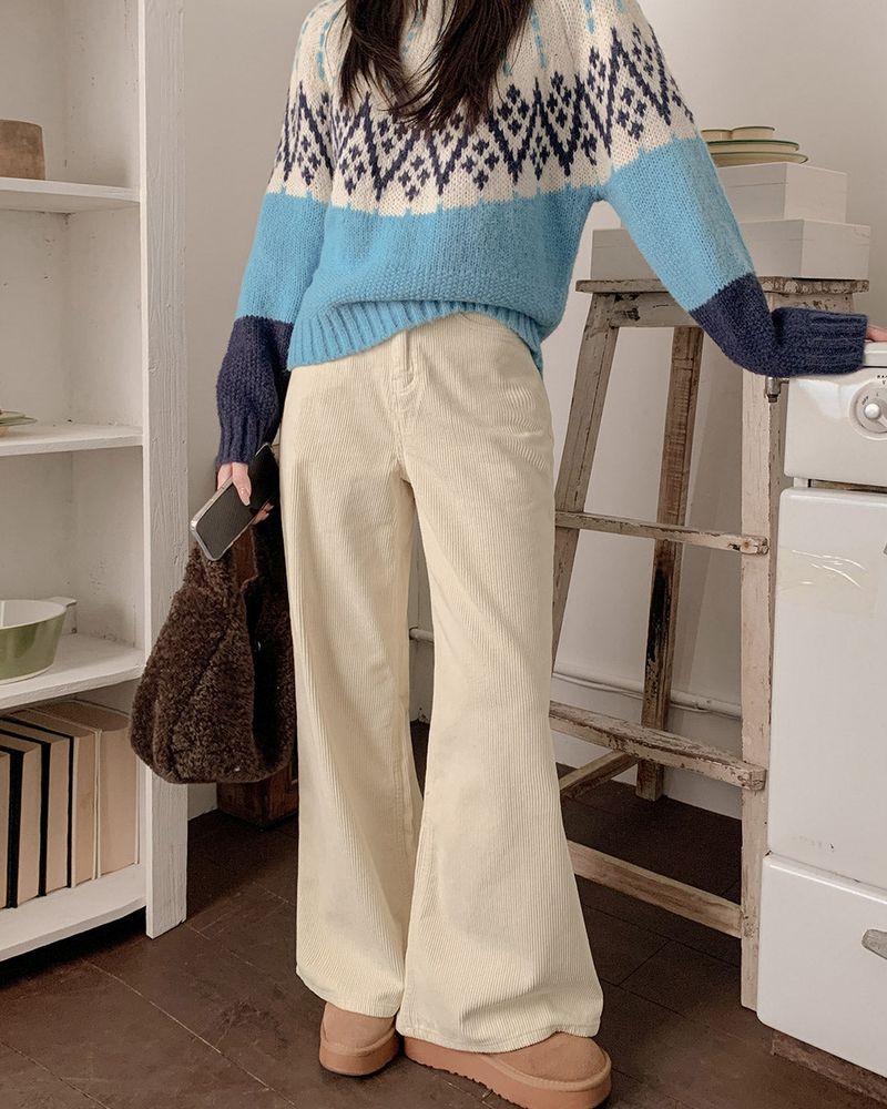 Corduroy wide pants