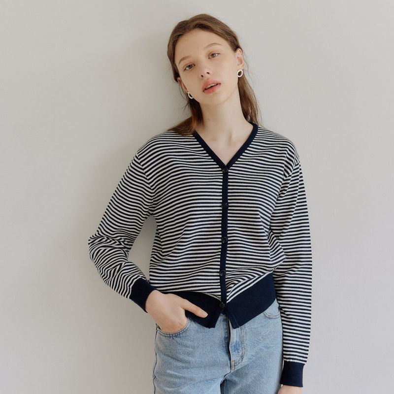 スモールストライプカーディガン / SMALL STRIPE CARDIGAN_NAVY