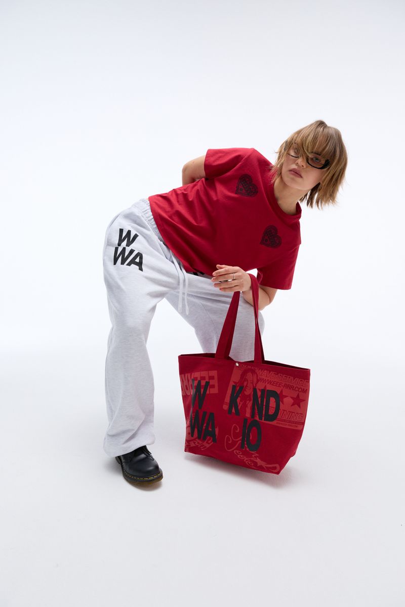 Weekend warrior typography printing tote-bag (Red)