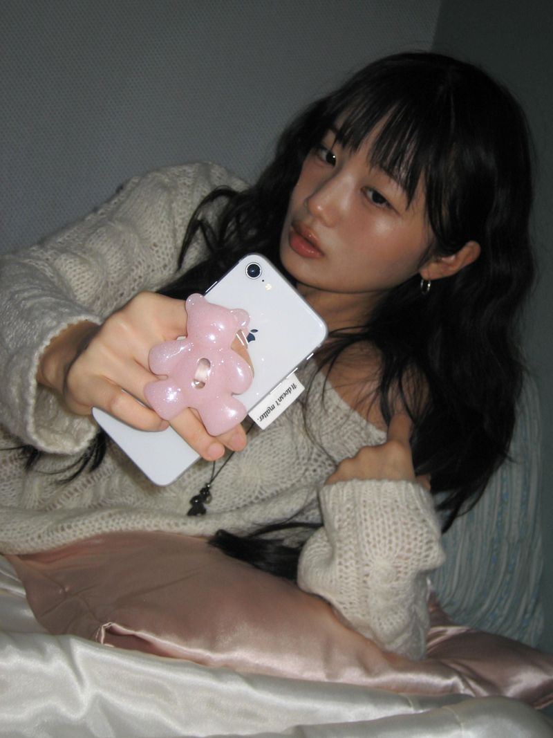 [Formica] *Glitter* Pinky Bear button tok, Basic