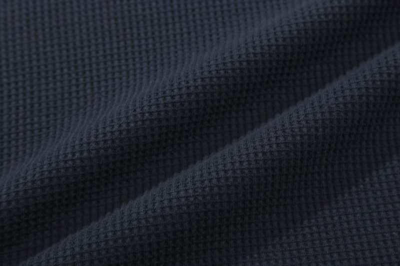 BUTTON UP WAFFLE HENLEY NECK_NAVY