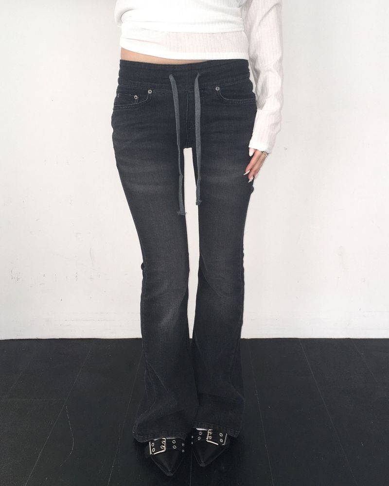 Banding low denim boots cut pants