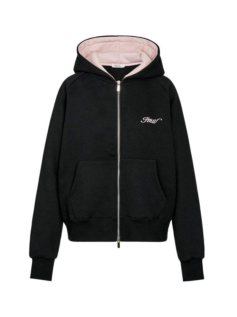 Raglan 2way Hood Zip-up (BLACK)