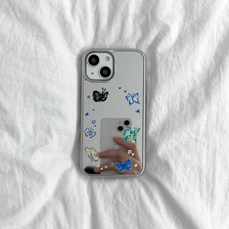 [MADE][Mirror Silver Bumper Case] Butterfly Drawing Mirror Case
