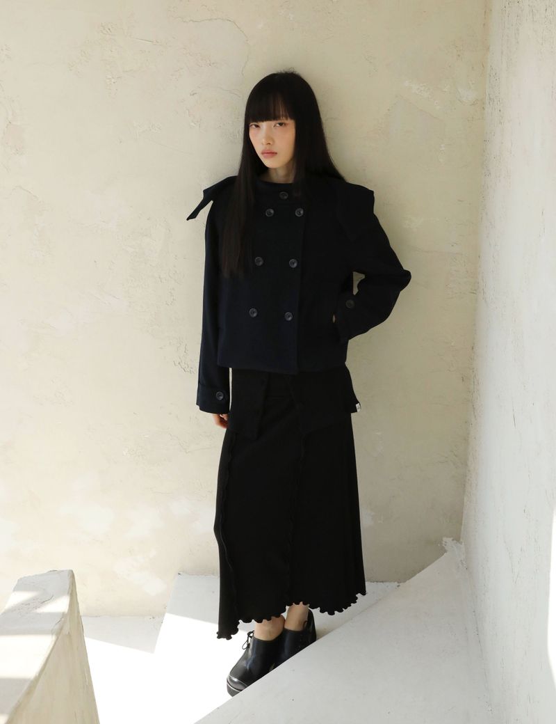SOFT HOODED COAT(NAVY)