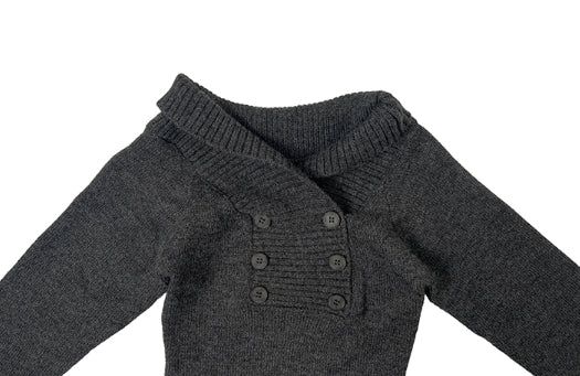 Knots Double Button Off-Shoulder Slim Knit