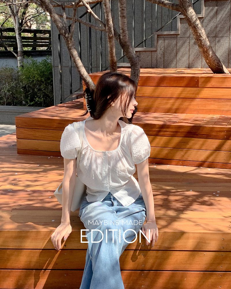 [MADE] Mico puff short‑sleeve blouse