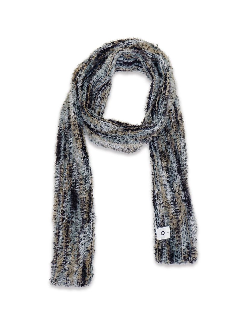 O Logo Fluffy Muffler / Black Multy