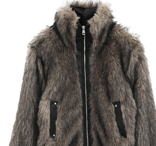 Casey High Neck Leather Fur Jumper