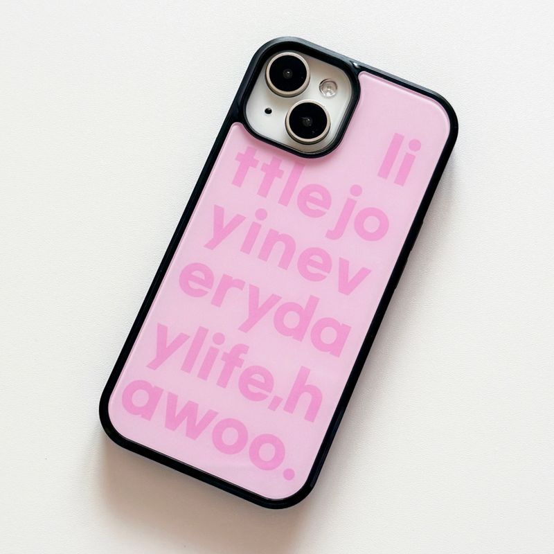 lettering glossy glass bumper case (pink)