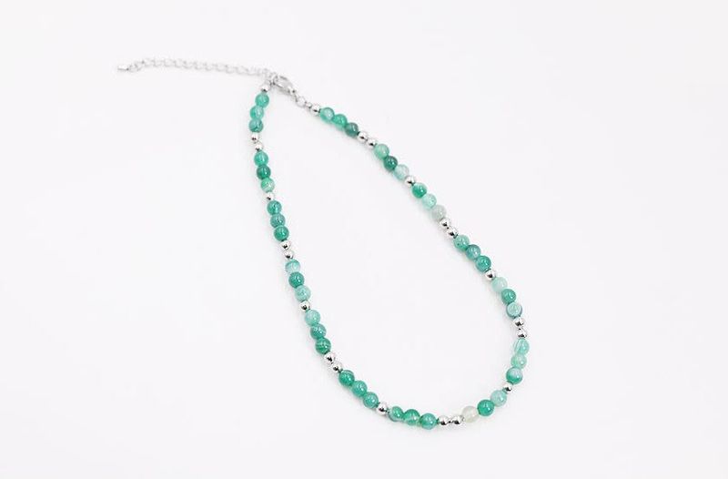 No.0850 black, green gemstone necklace