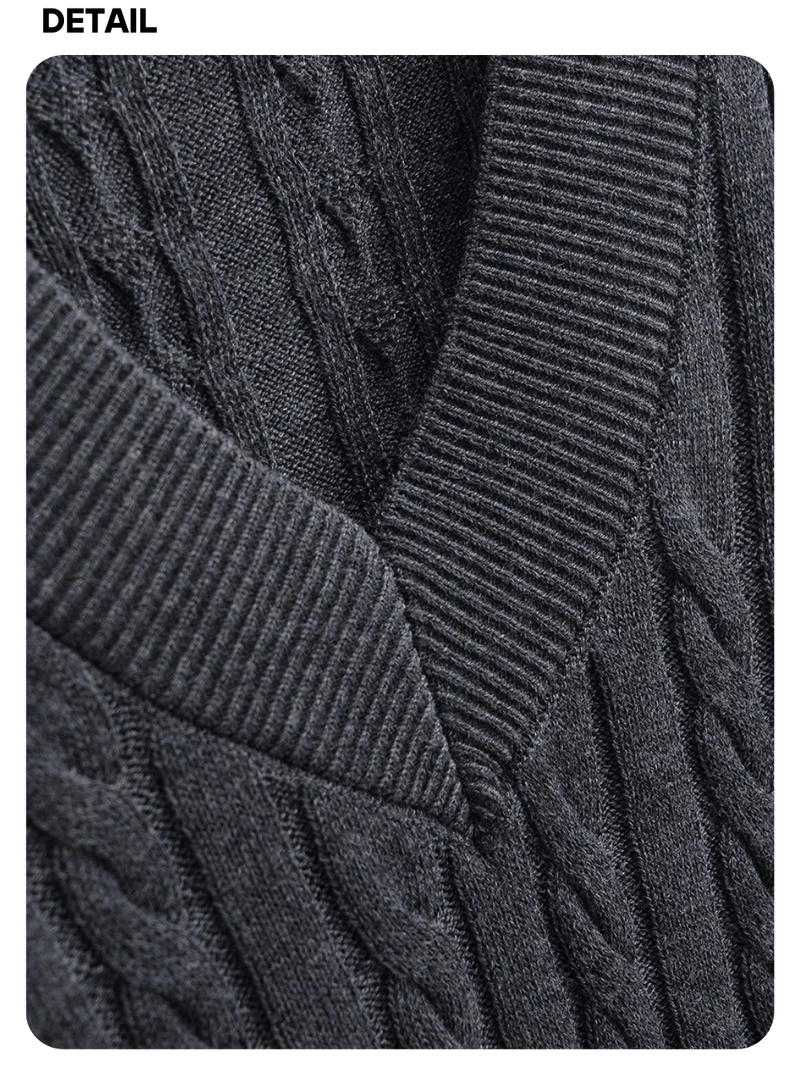 College V-neck wool twisted knitwear