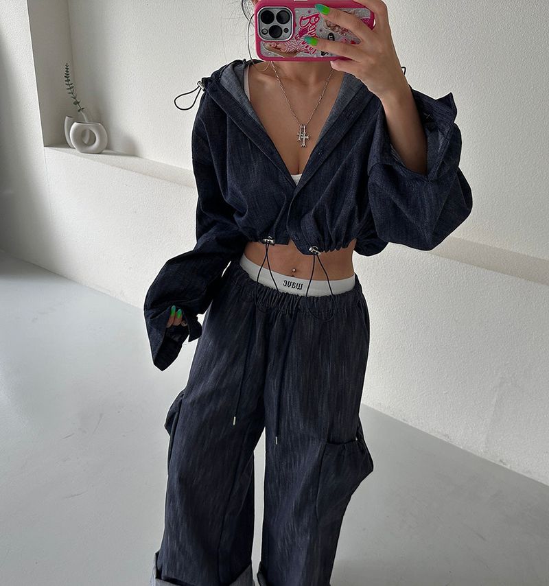Cropped Hooded Shirt Jacket