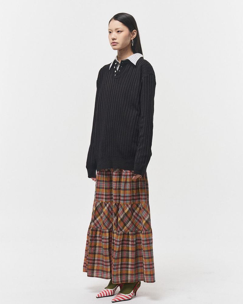 Bluesf merino wool henry neck knitwear - Black