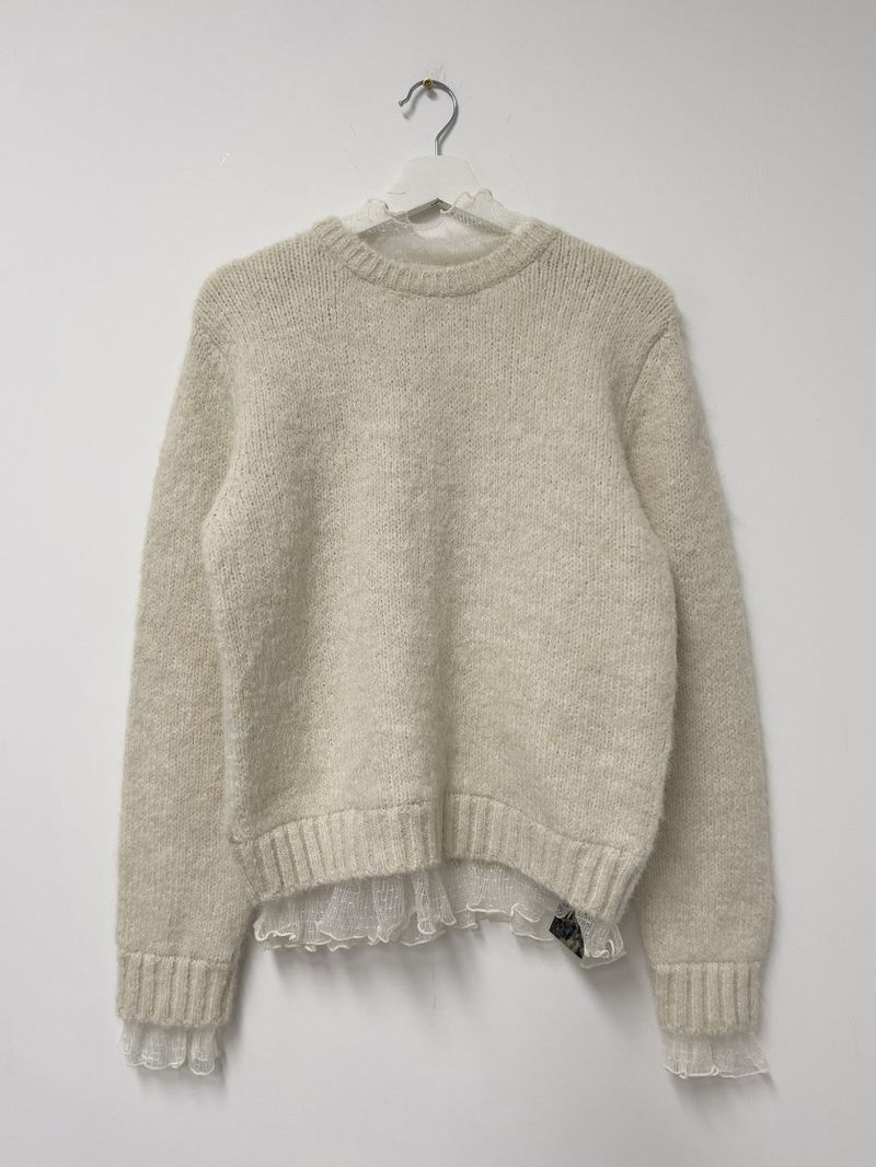 Frilled See-Through Layered Knit