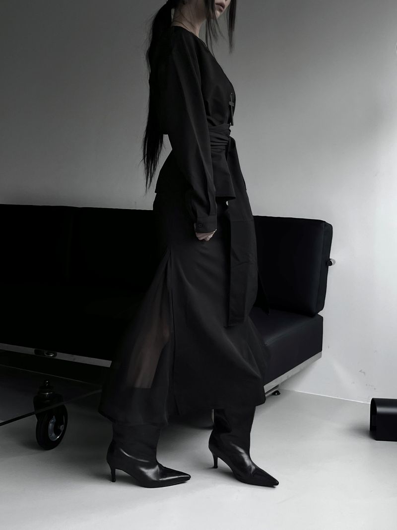 twin sheer belted set-up (4color)