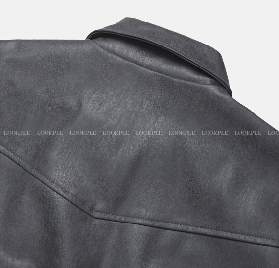 Waini Crack Two-Way Semi-Over Leather Jacket