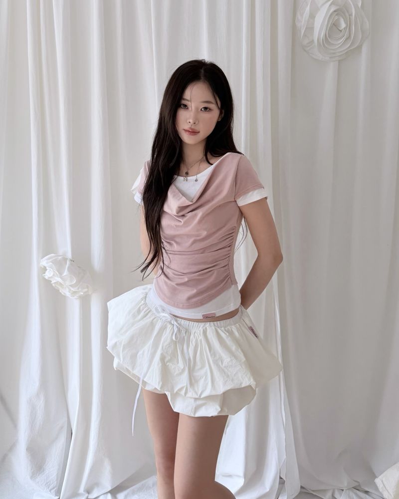 Tori Draping Layered Short Sleeve Top