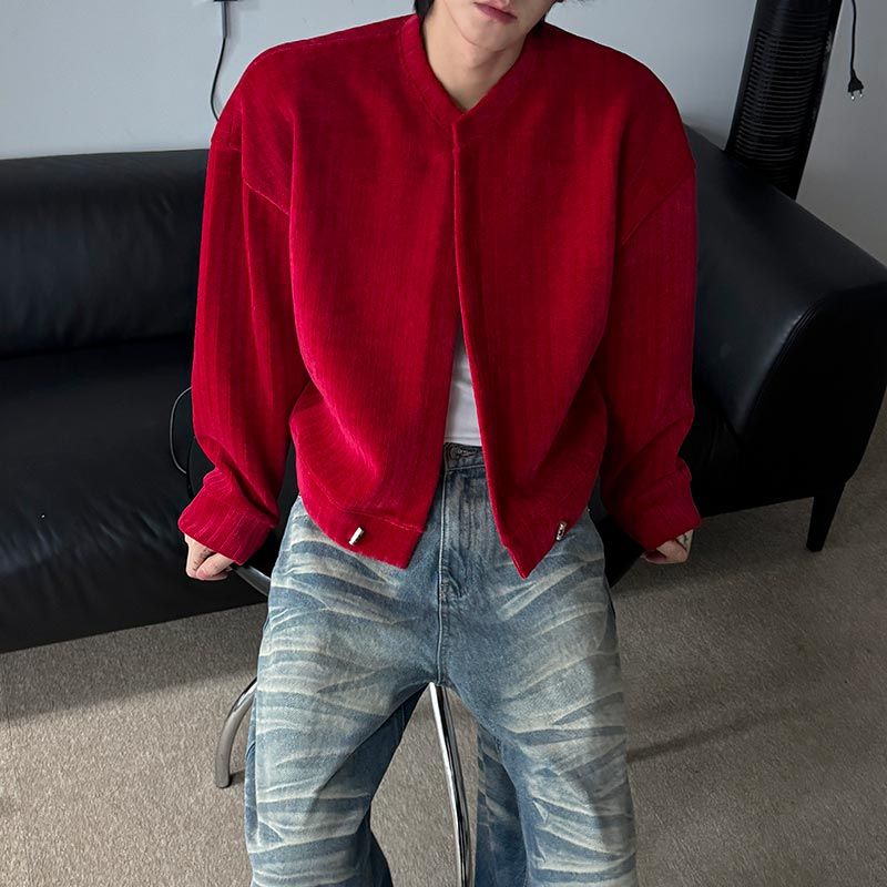 Velour Crop Cardigan (3color)