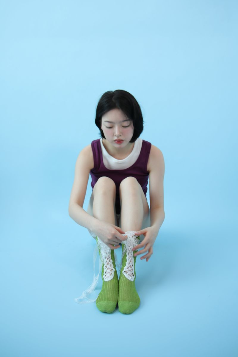 corset lace up socks (green)