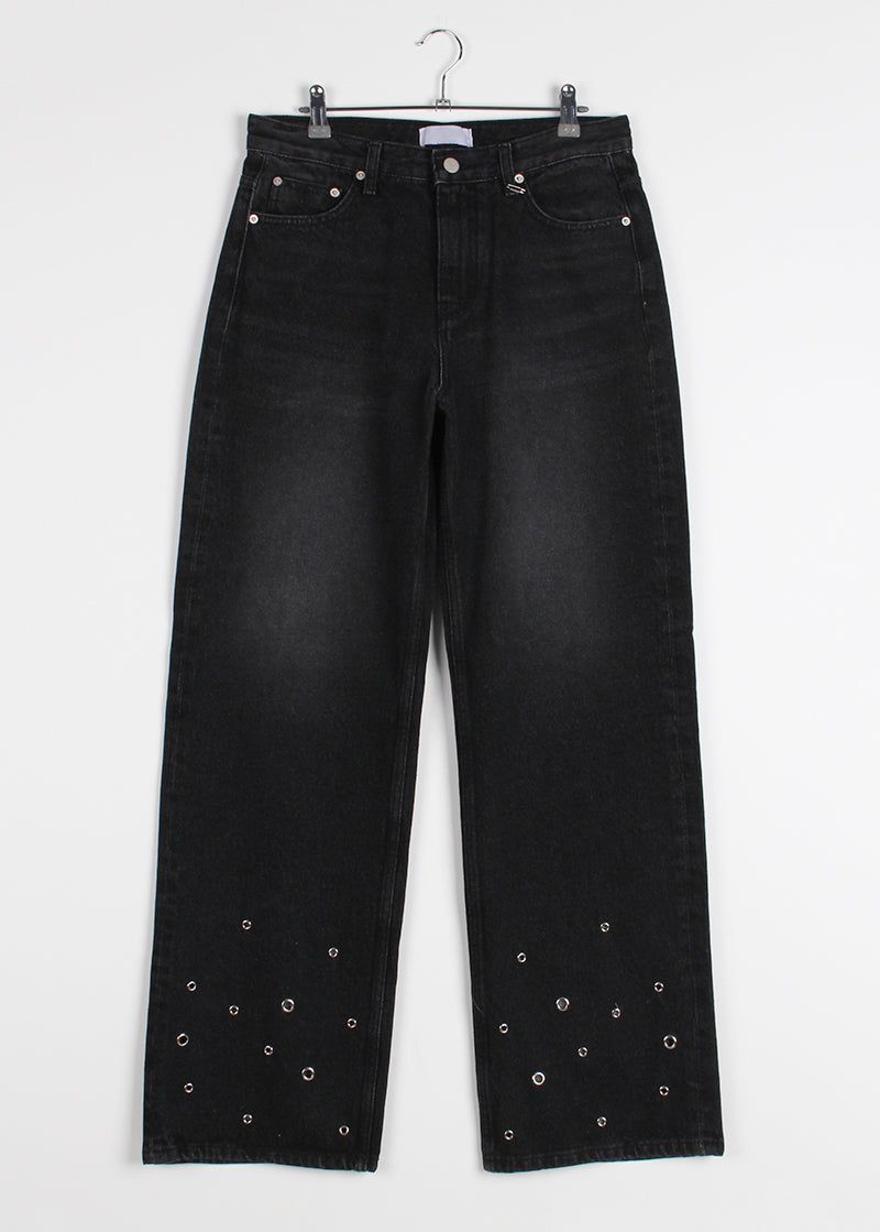 EYELET DENIM PANTS