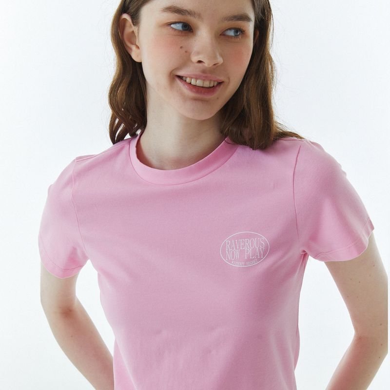 Shape Logo Slim Span T-Shirt Pink