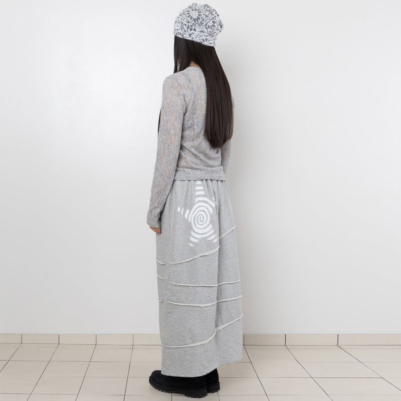 Twister Damage Sweat Long Skirt - Grey