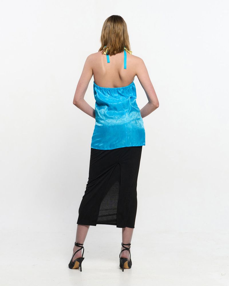 Shirring Layered Slit Skirt _ BLACK