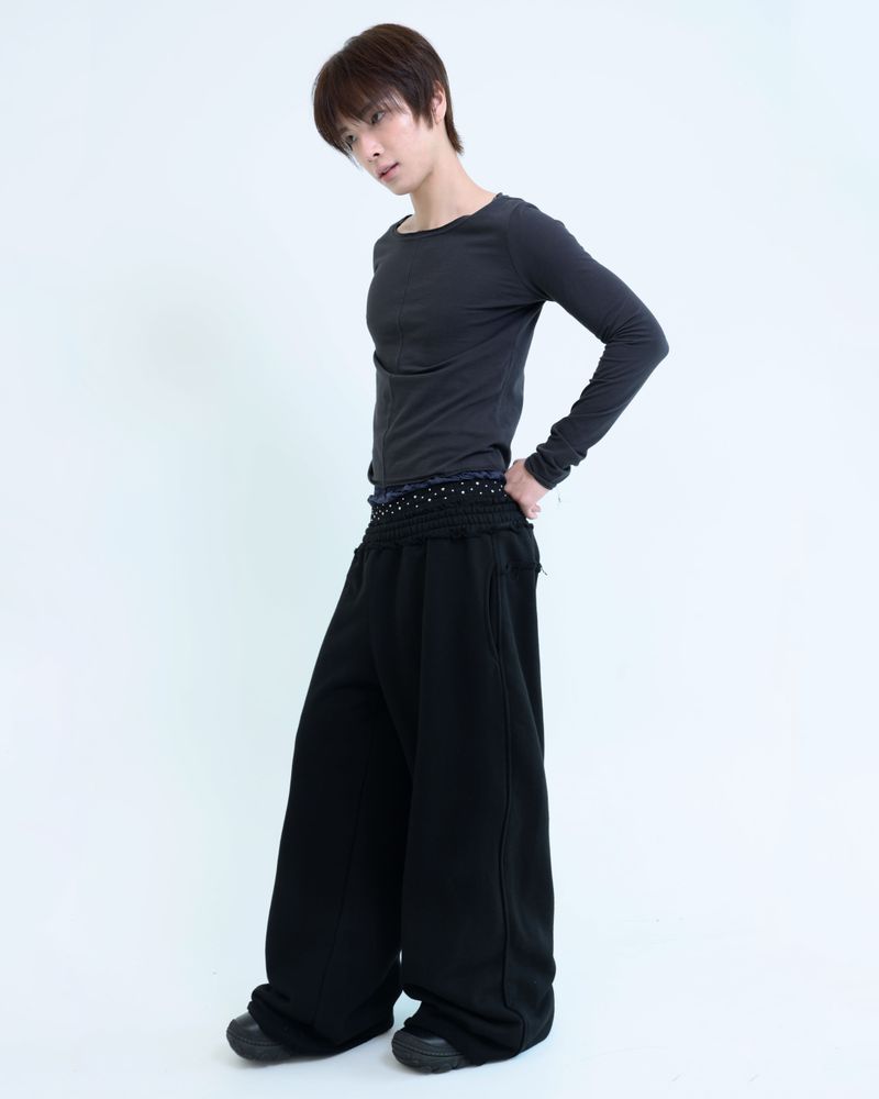 Stud underwear sweatpants - Black