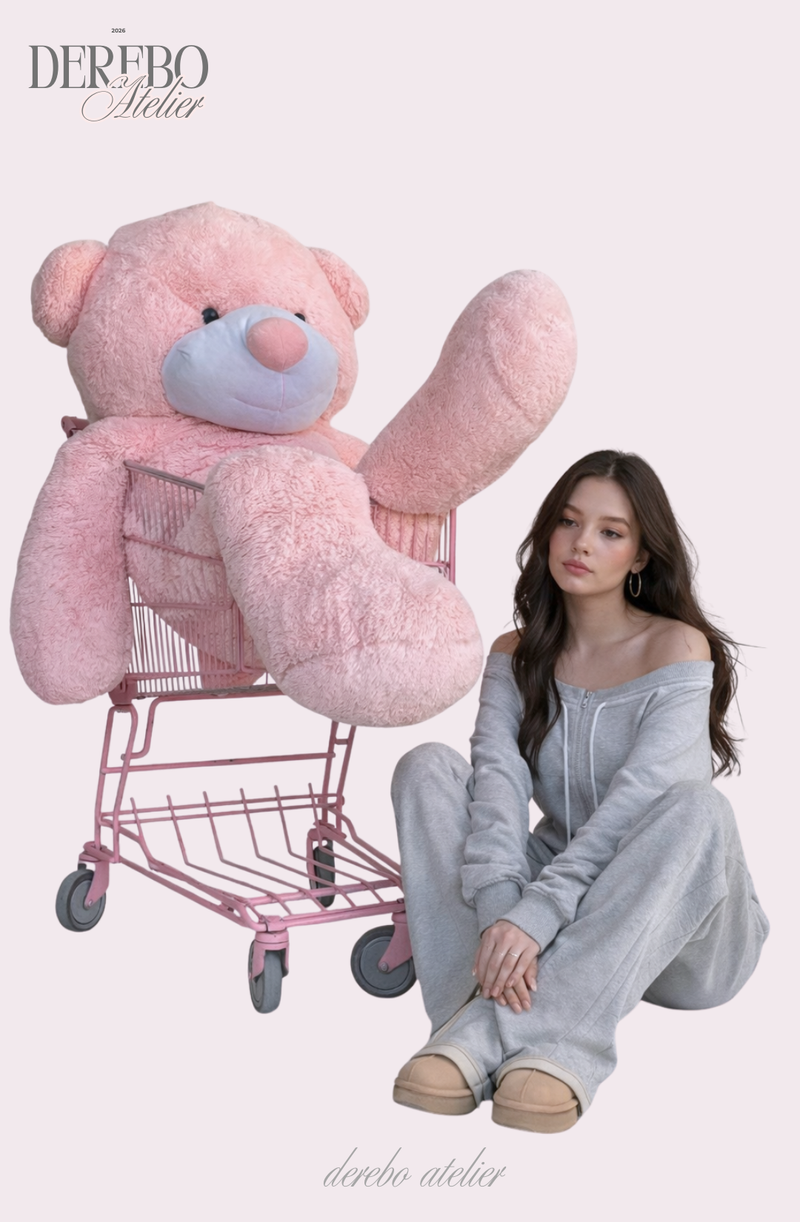 Grey off-shoulder zip-up frill training setup (SET)