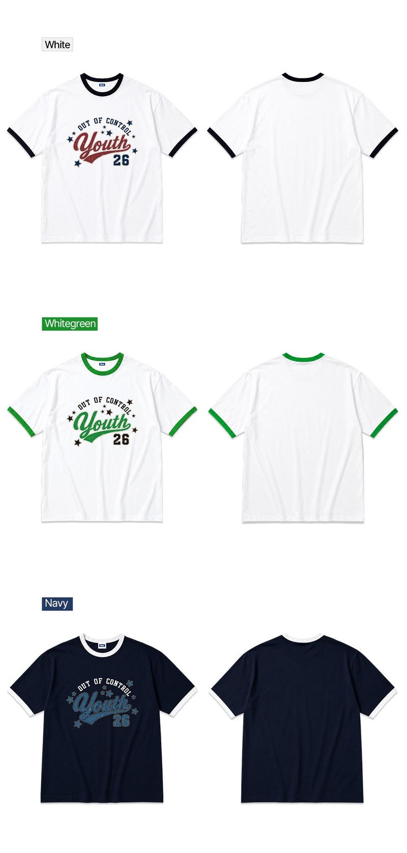 out of control overfit ringer t-shirt (3color)