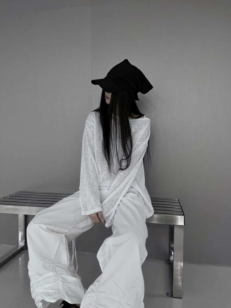 URBAN UNIQUE(アーバンユニーク)の「linen see-through long sleeve T (2color)(Tops)」