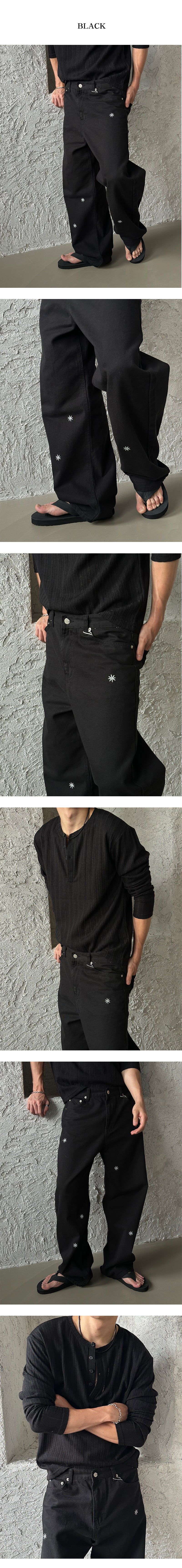 Minimal patch semi wide pants (3color)